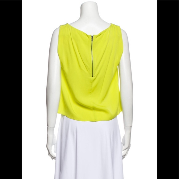Alice & Olivia Silk Bateau Neckline Blouse in Neon Green - Picture 3 of 11